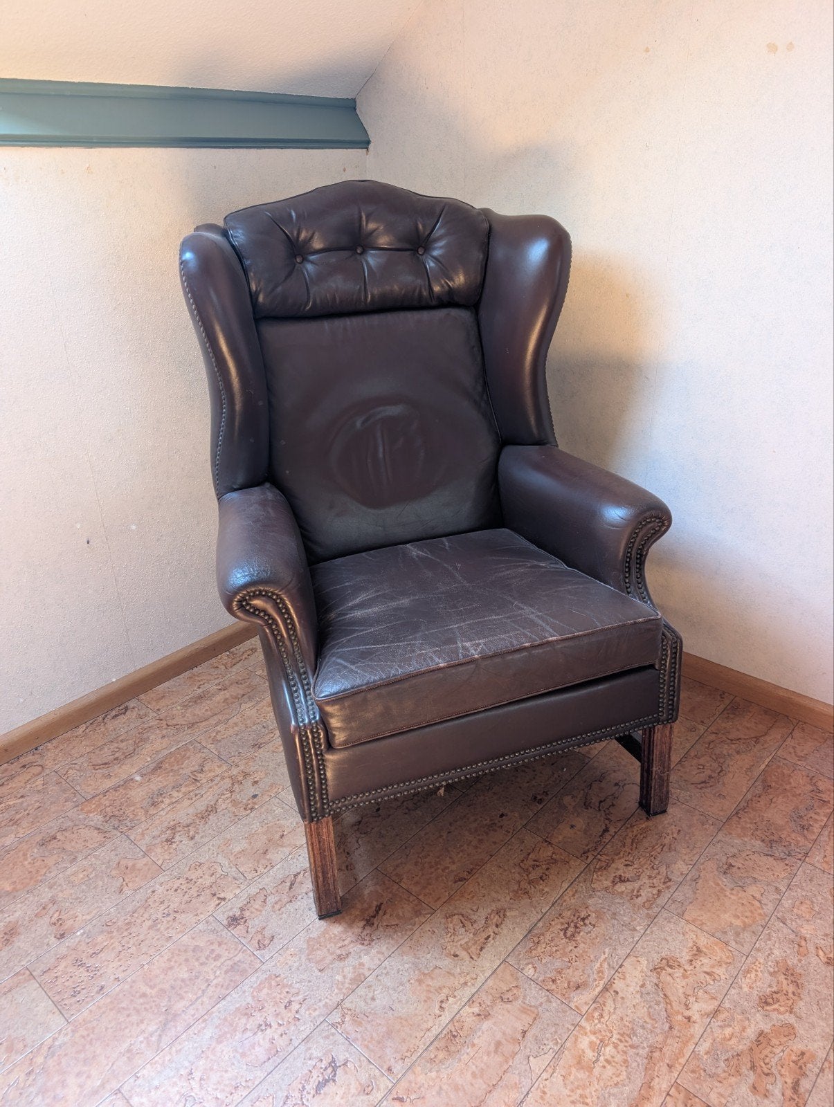 Leren oorfauteuil in bruin, Ophalen