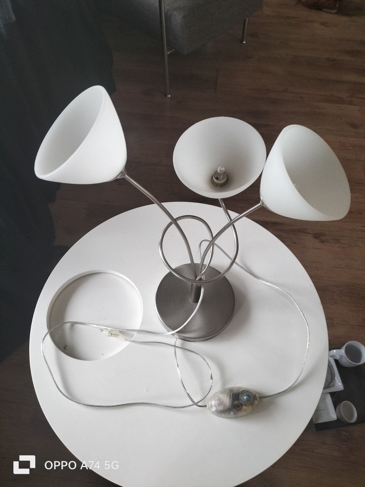 Vintage Halogeen Tafellamp met 3 Kelken en Dimmer, Ophalen, Gebruikt, Vintage, Overige fittingen