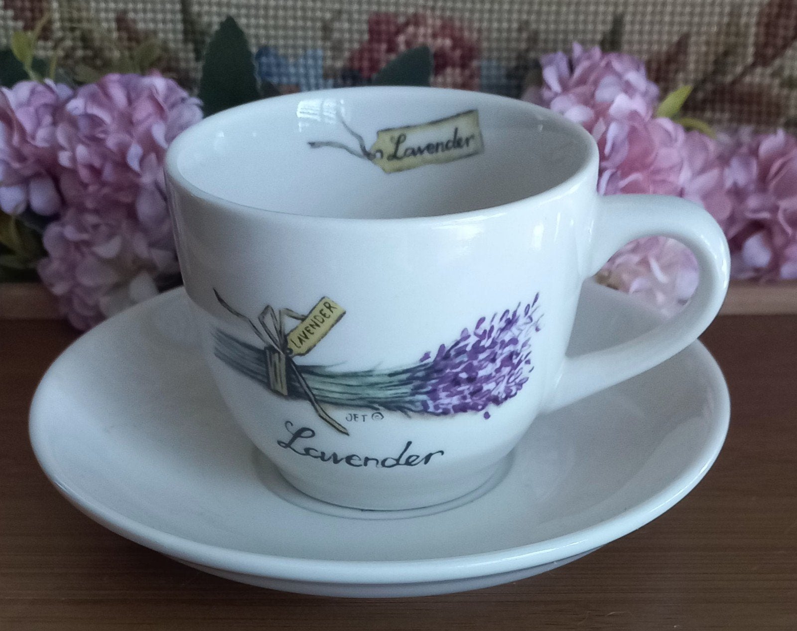 Leuk kopje met schotel, Lavendel/lavender, Jet by Ter Steege, Huis en Inrichting, Keuken | Servies, Ophalen of Verzenden, Zo goed als nieuw