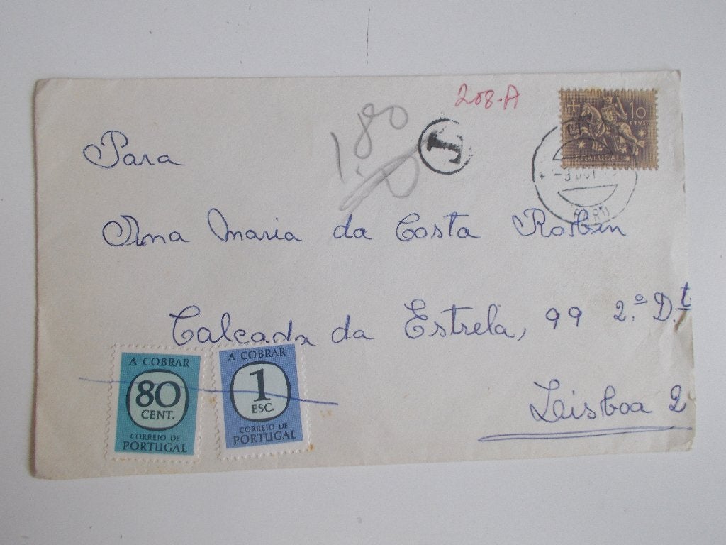 Portugal, Envelop Faro - Lissabon Met Portzegels 1973., Ophalen, Envelop