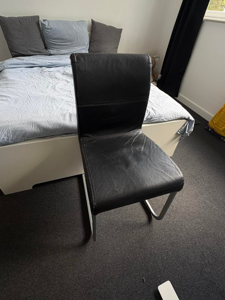Set 5 stoelen, Ophalen, Gebruikt, Zwart, Leer