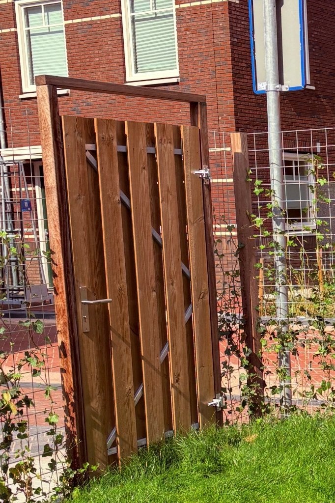 Tuin poort grenen op metalen frame, Tuin en Terras, Ophalen, 100 tot 150 cm, Zo goed als nieuw, Draaipoort