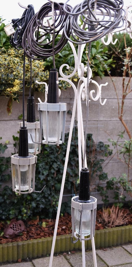 Vintage Hanglampen  ( Garage looplampen), Huis en Inrichting, Ophalen, Gebruikt, Glas, Vintage