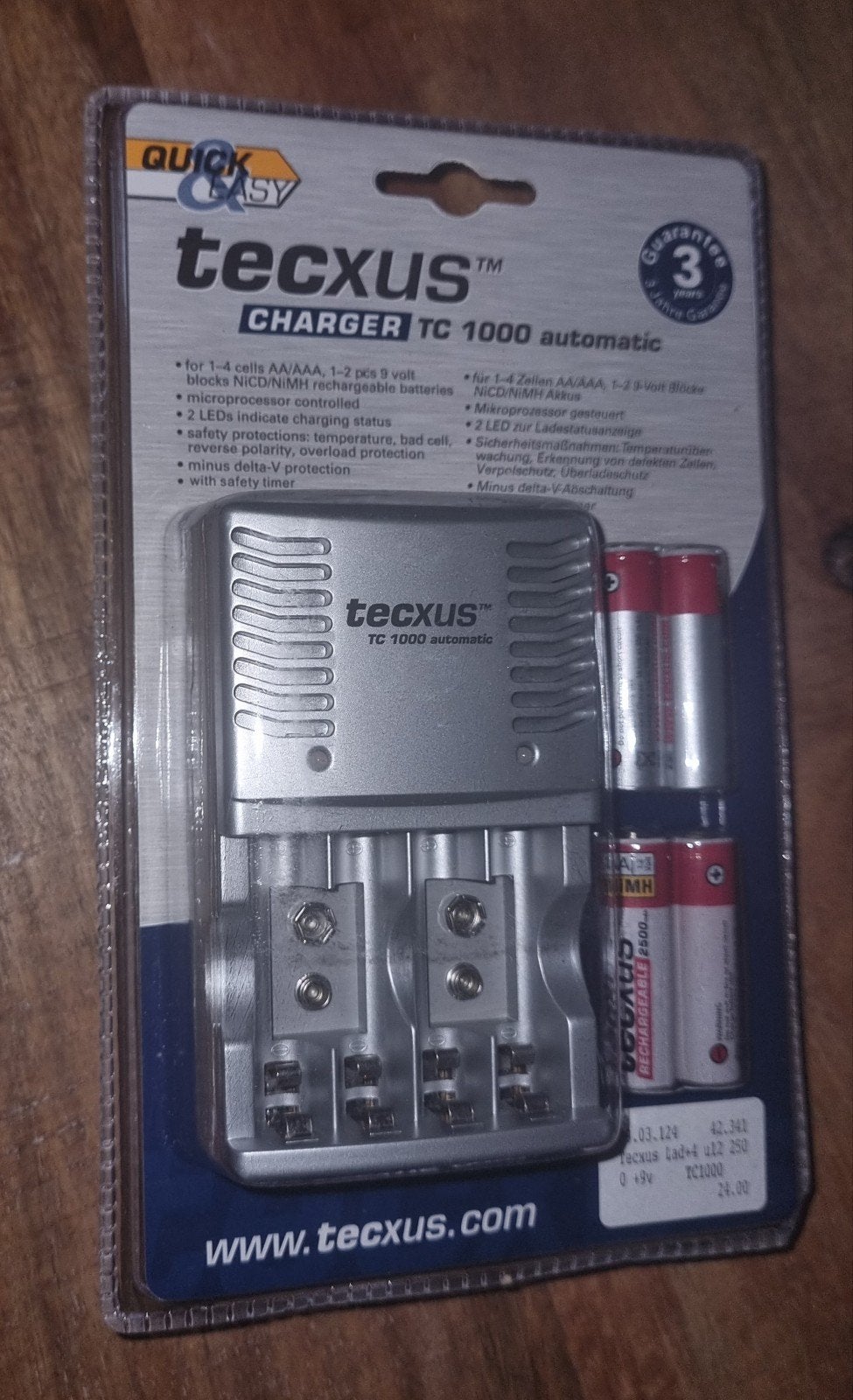 Partij Tecxus Charger TC 1000 automatic met batterijen, Audio, Tv en Foto, Accu's en Batterijen, Ophalen of Verzenden, Nieuw, Oplaadbaar