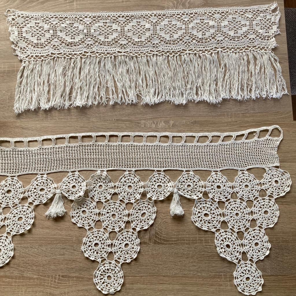 Brocante gehaakte gordijnen - gordijntjes - valletjes, Minder dan 50 cm, Gebruikt, Wit, Ophalen of Verzenden