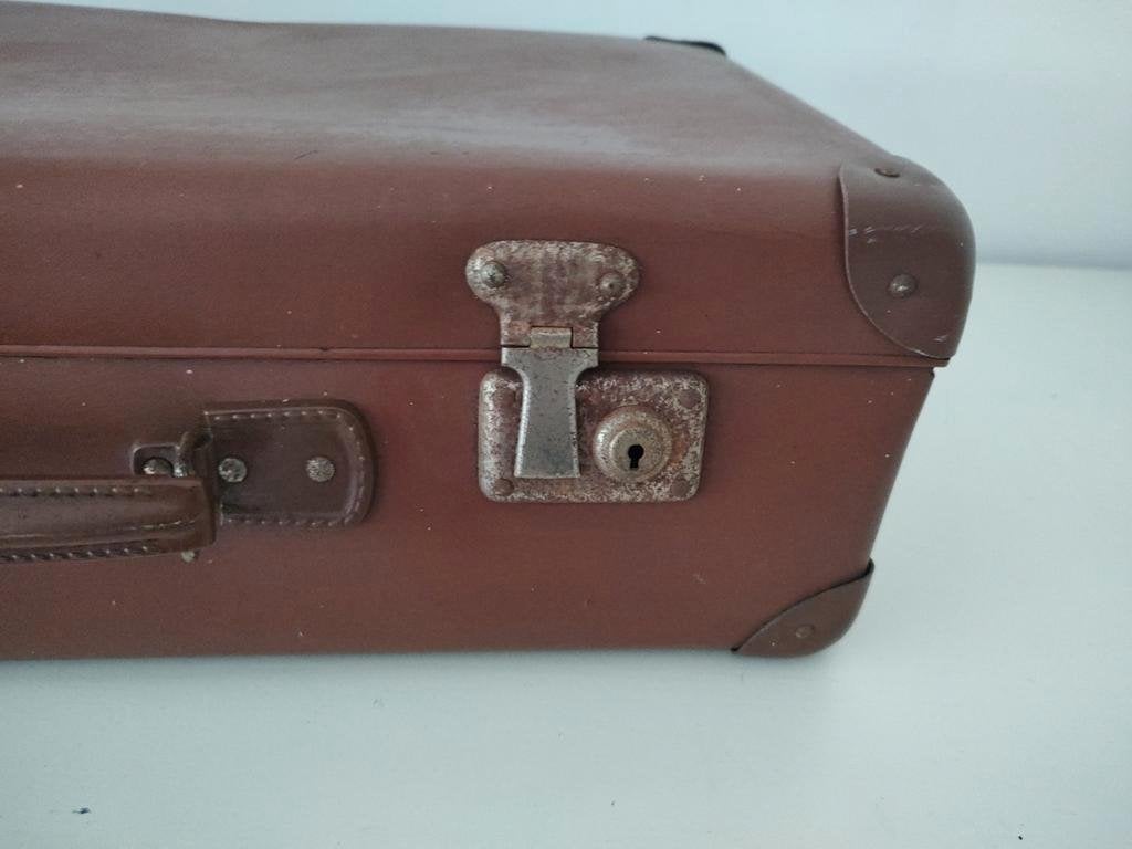 K369 VINTAGE jaren 40 koffer van geperst karton, Sieraden, Tassen en Uiterlijk, Koffers, Overige materialen, Gebruikt, 50 tot 60 cm