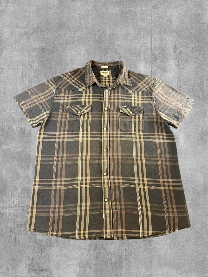 Wrangler blouse grijs geruit heren maat XL overhemd flanel, Verzenden, Zo goed als nieuw, Grijs, Halswijdte 43/44 (XL)