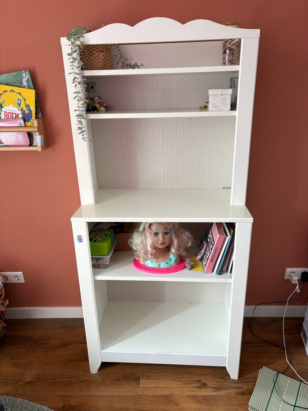 Witte Opberg-/Boekenkast voor Kinderkamer, Ophalen, Gebruikt, 105 cm of meer, Minder dan 50 cm