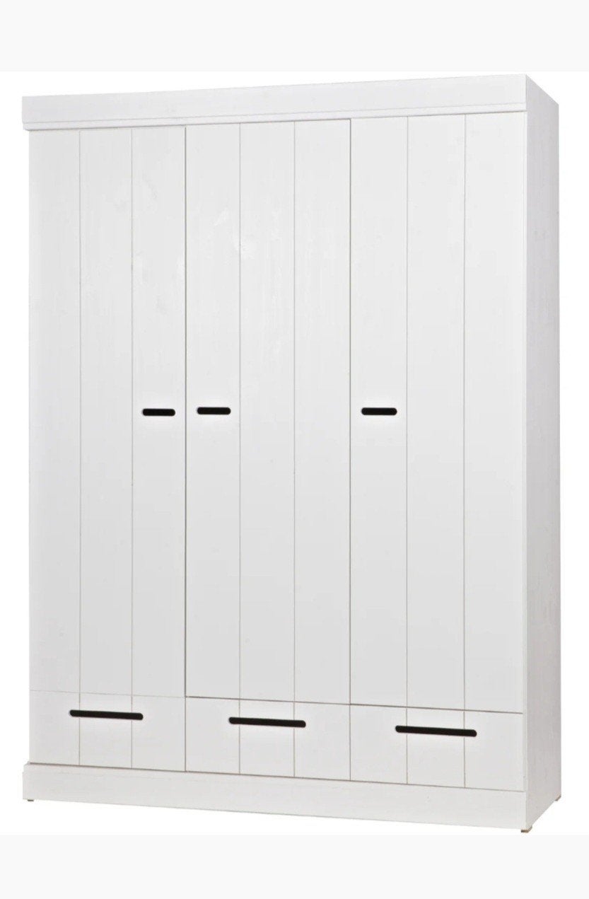 Leuke 3-deurs houten witte kast, met lades, WOOOD Connect., Huis en Inrichting, Kasten | Kledingkasten, Ophalen, 50 tot 75 cm