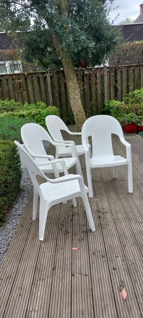 4 stapelstoelen kunststof Grosfillex, Ophalen, Kunststof, Stapelbaar