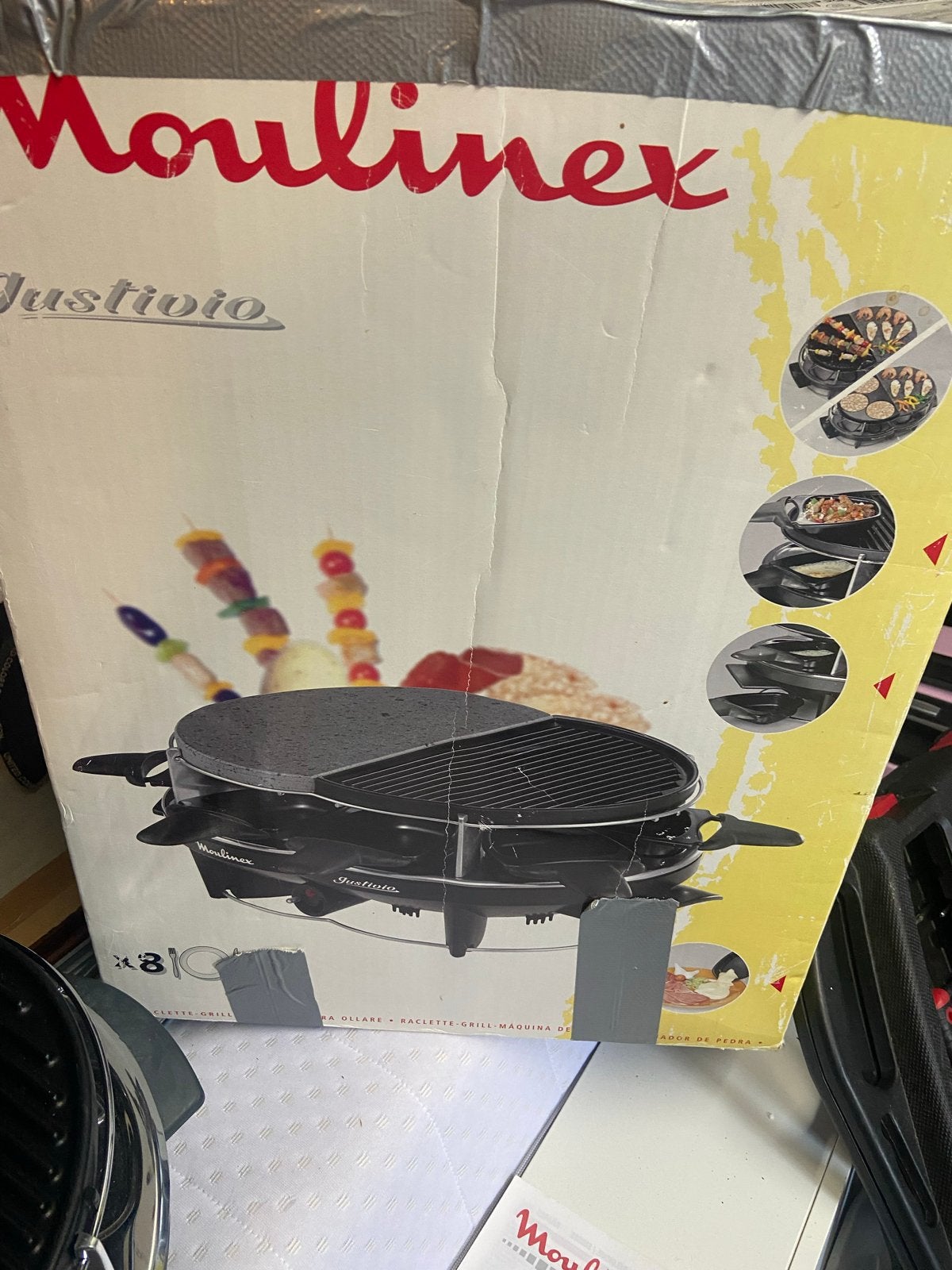 Te koop Moulinex Justivio Raclette Grill - in doos, Ophalen, Zo goed als nieuw, 8 personen of meer