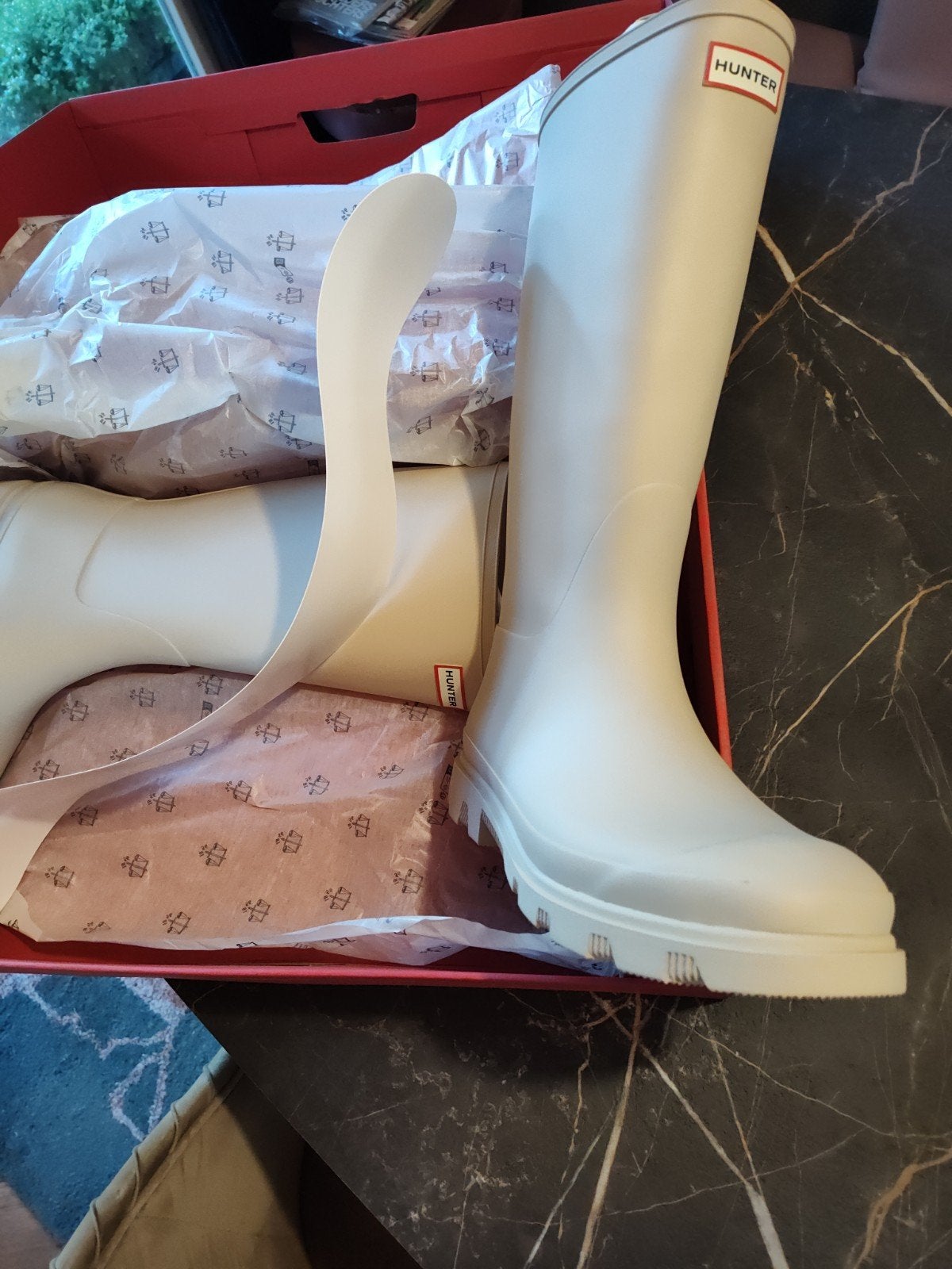 Witte Hunter laarzen - Maat 44, Kleding | Heren, Wit, Nieuw, Ophalen of Verzenden, Regenlaarzen