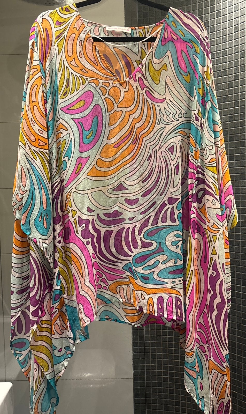 Silk Kaftan Tunic Top, Overige kleuren, Ophalen of Verzenden, Zo goed als nieuw, Korte mouw