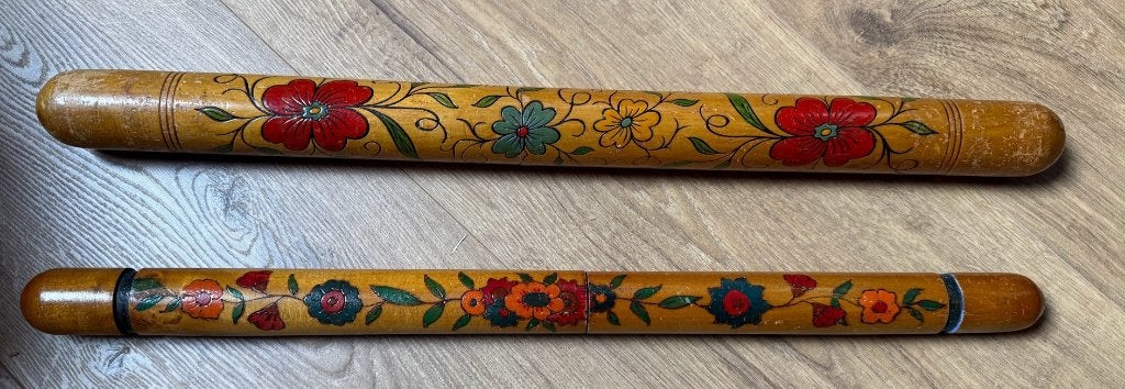 Houten Breinaalden Kokers met Bloemenmotief (Set van 2), Ophalen, Gebruikt, Breien, Overige typen