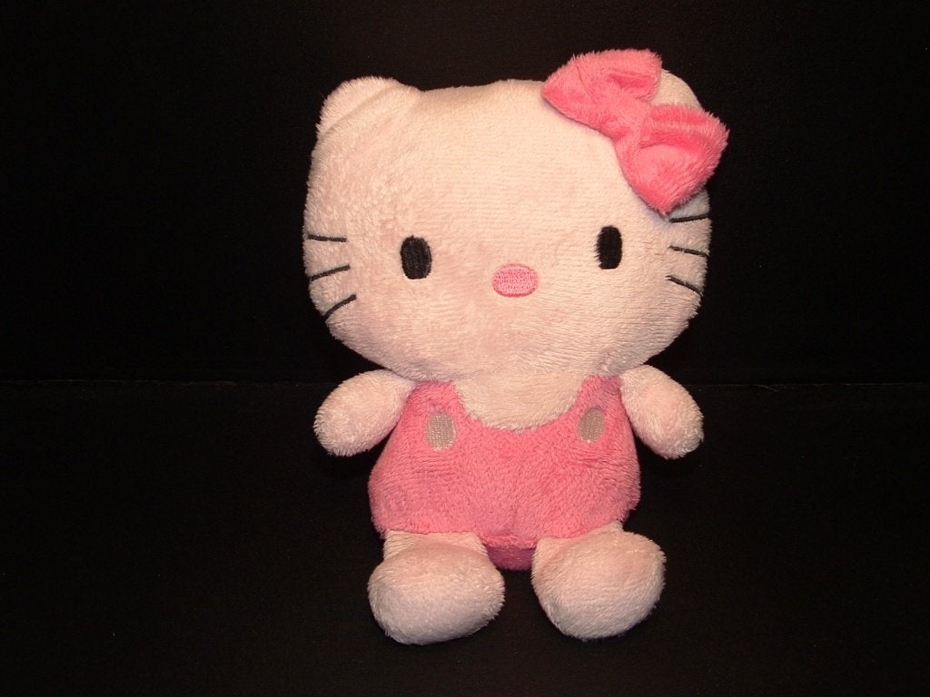 SANRIO POES HELLO KITTY VELOURS LICHTROZE MET ROZE, Ophalen of Verzenden, Nieuw, Overige typen