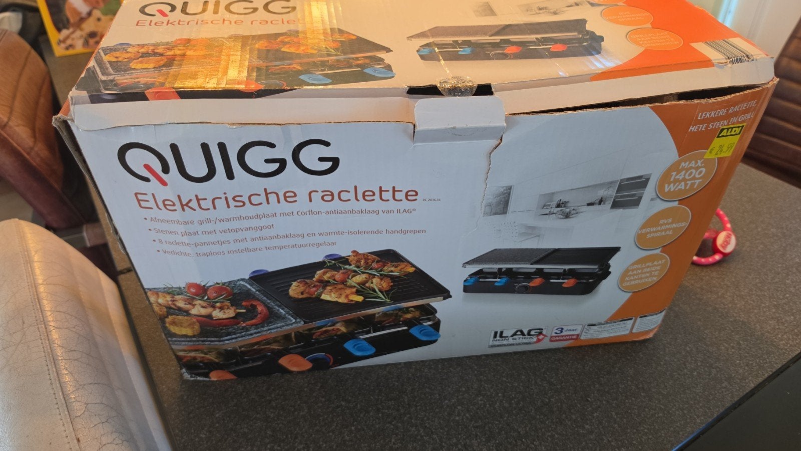 QUIGG Elektrische Raclette Grill - 1400W, Ophalen, Zo goed als nieuw
