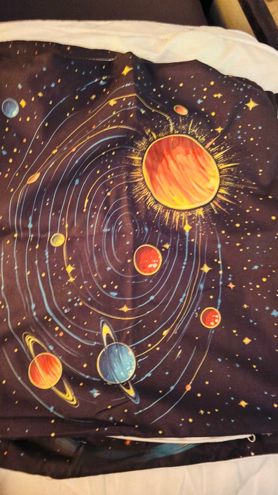 Gordijn met kussen in Space model, Huis en Inrichting, Stoffering | Gordijnen en Lamellen, Met ringen, Gebruikt, Zwart, Ophalen of Verzenden