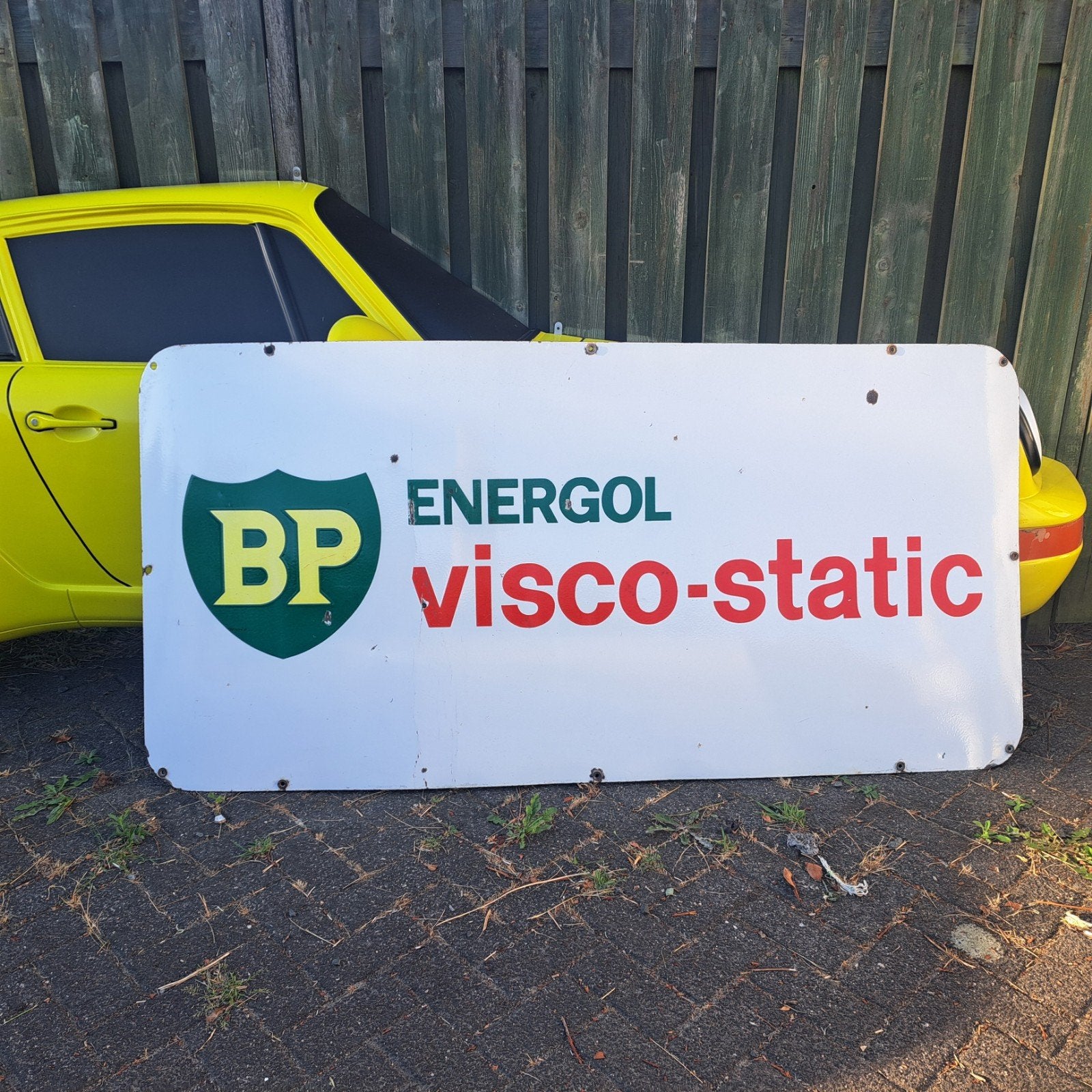 BP Emaille reclamebord Xxl, Verzamelen, Ophalen, Gebruikt, Reclamebord
