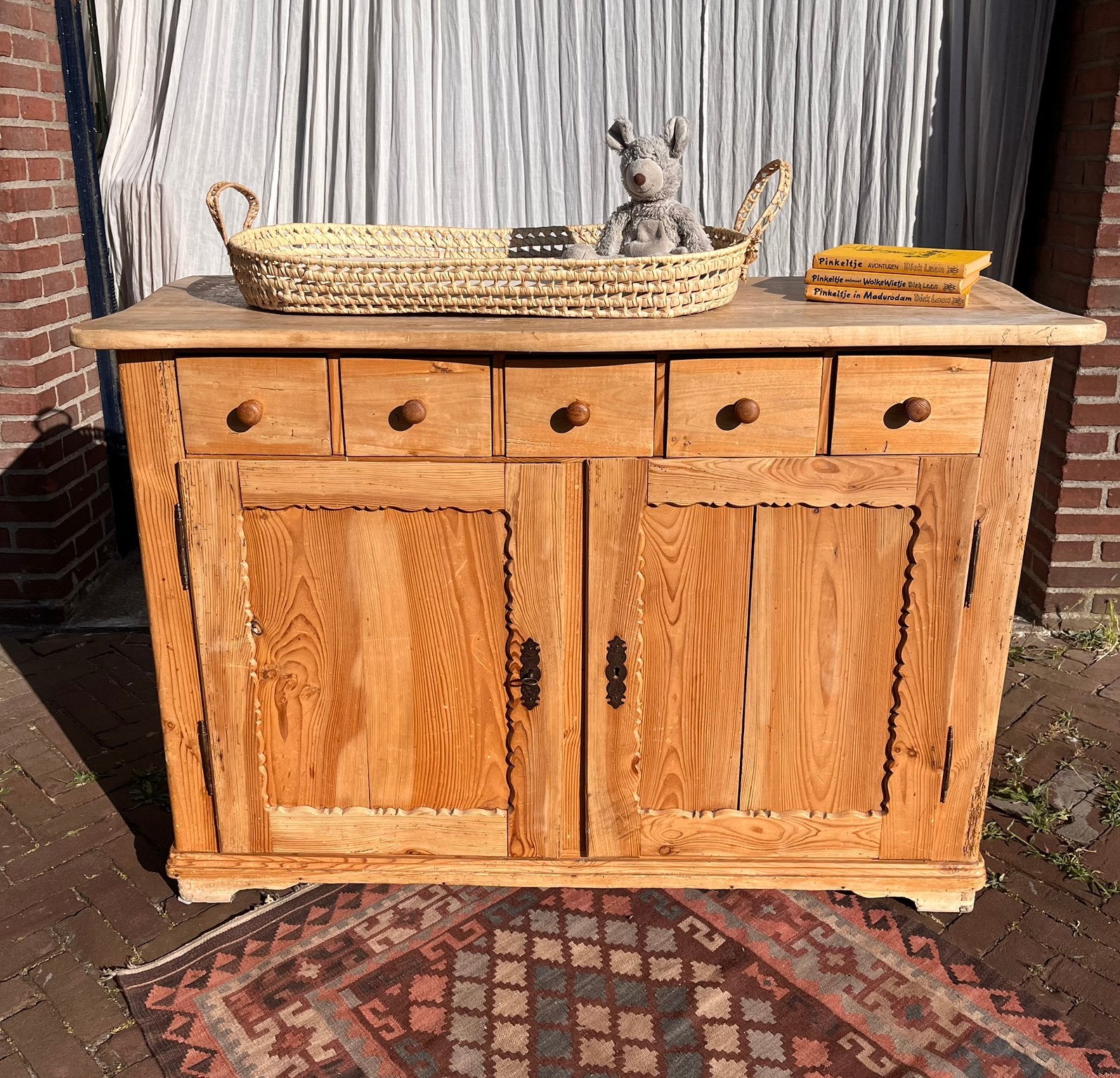 Brocante grenen commode, 50 tot 70 cm, Ophalen of Verzenden, 90 tot 105 cm, 100 cm of meer