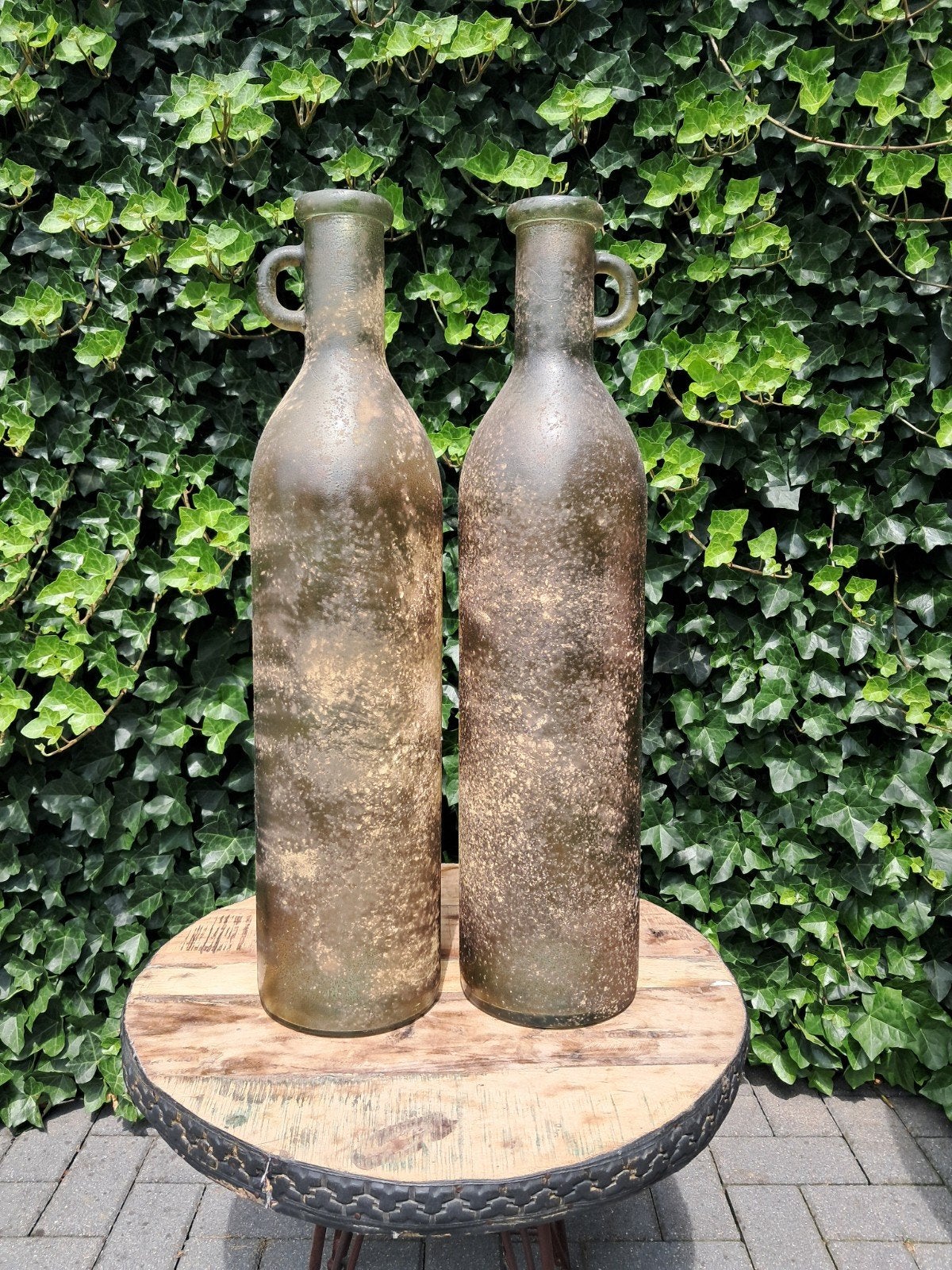 Set  grote decoratieve flessen,  glas, Ophalen