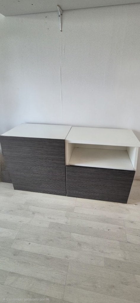 Lage modulaire kast / dressoir wit en grijs-hout, Ophalen, Gebruikt, 25 tot 50 cm, Met deur(en)