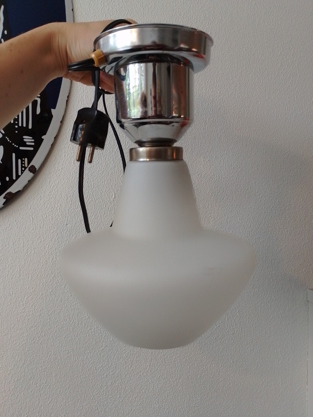Vintage Plafondlamp jaren 30 met Melkglas Kap, Antiek en Kunst, Ophalen of Verzenden