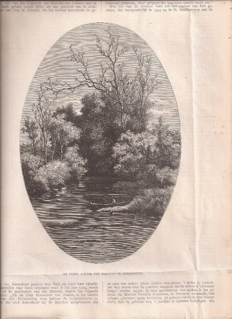 DE KREEK ACHTER HET KERKHOF TE AMERSFOORT 1873 Houtgravure