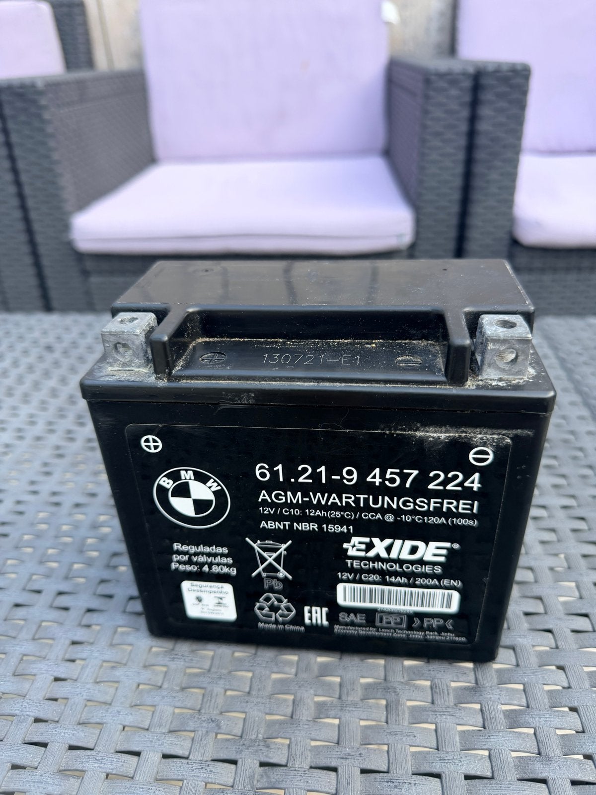 BMW Motoraccu 12V 12Ah (Exide AGM) - Goed onderhouden, Motoren, Accessoires | Overige, Ophalen of Verzenden, Zo goed als nieuw