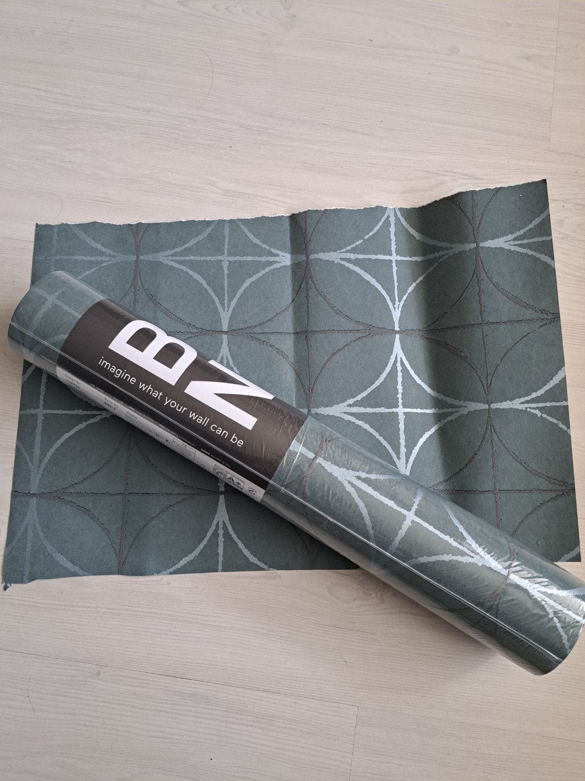 BN Vliesbehang Groen/Grijs met Geometrisch Patroon, Ophalen, Groen, Modern Geometrisch