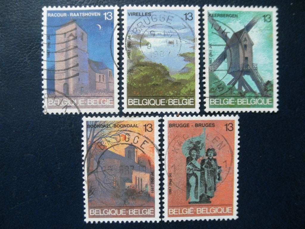 Postzegels België 1987 toerisme, molens, kerken, landschap., Ophalen of Verzenden, Gestempeld