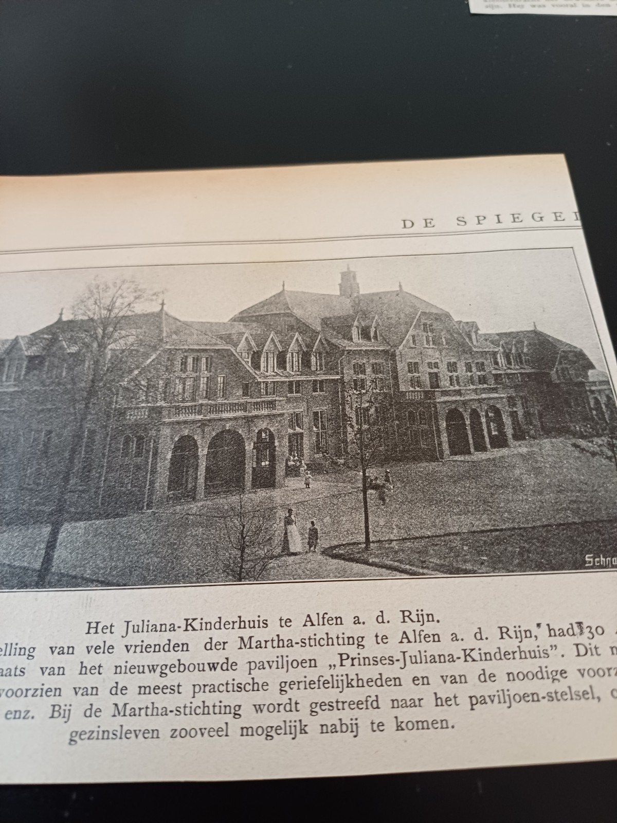 knipsel Juliana kinderhuis Alphen aan den Rijn 1912, Ophalen of Verzenden, Voor 1920, Knipsel(s)