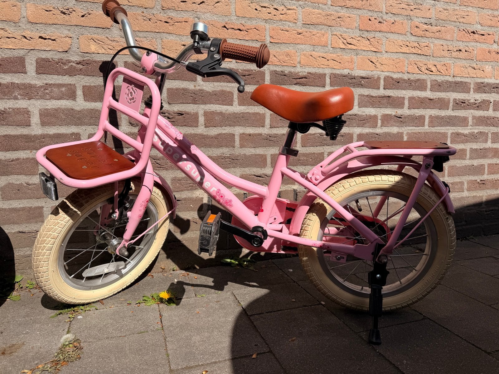 Super Super Cooper Babmboo 16 inch roze kinderfiets, Ophalen, Terugtraprem, Zijwieltjes, 16 tot 20 inch