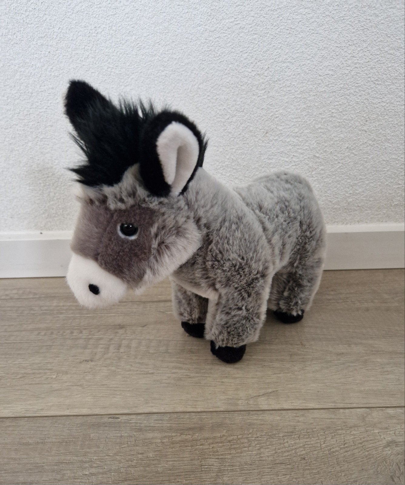 knuffel hermann teddy ezel plush pluche grijs, Ophalen of Verzenden, Zo goed als nieuw, Overige typen