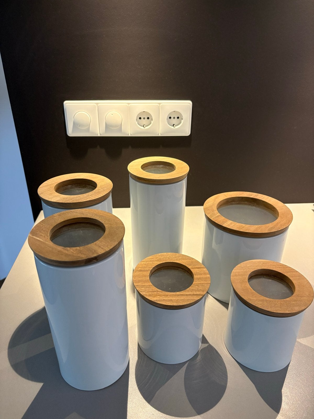 IKEA Voorraadpotten met Houten Deksel - Set van 6, Ophalen, Hout, IKEA, Zo goed als nieuw