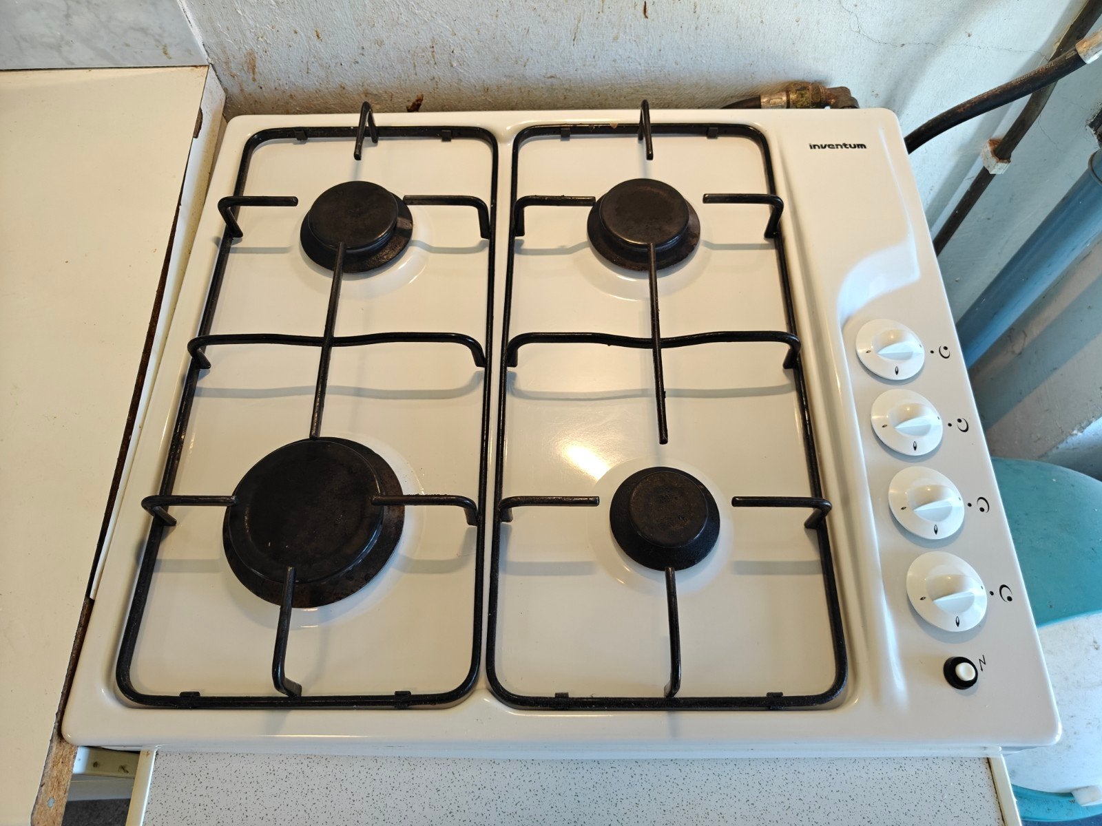 Inventum gas kookplaat 51x58cm met gasslang, Ophalen, Gebruikt, 4 kookzones, Inbouw