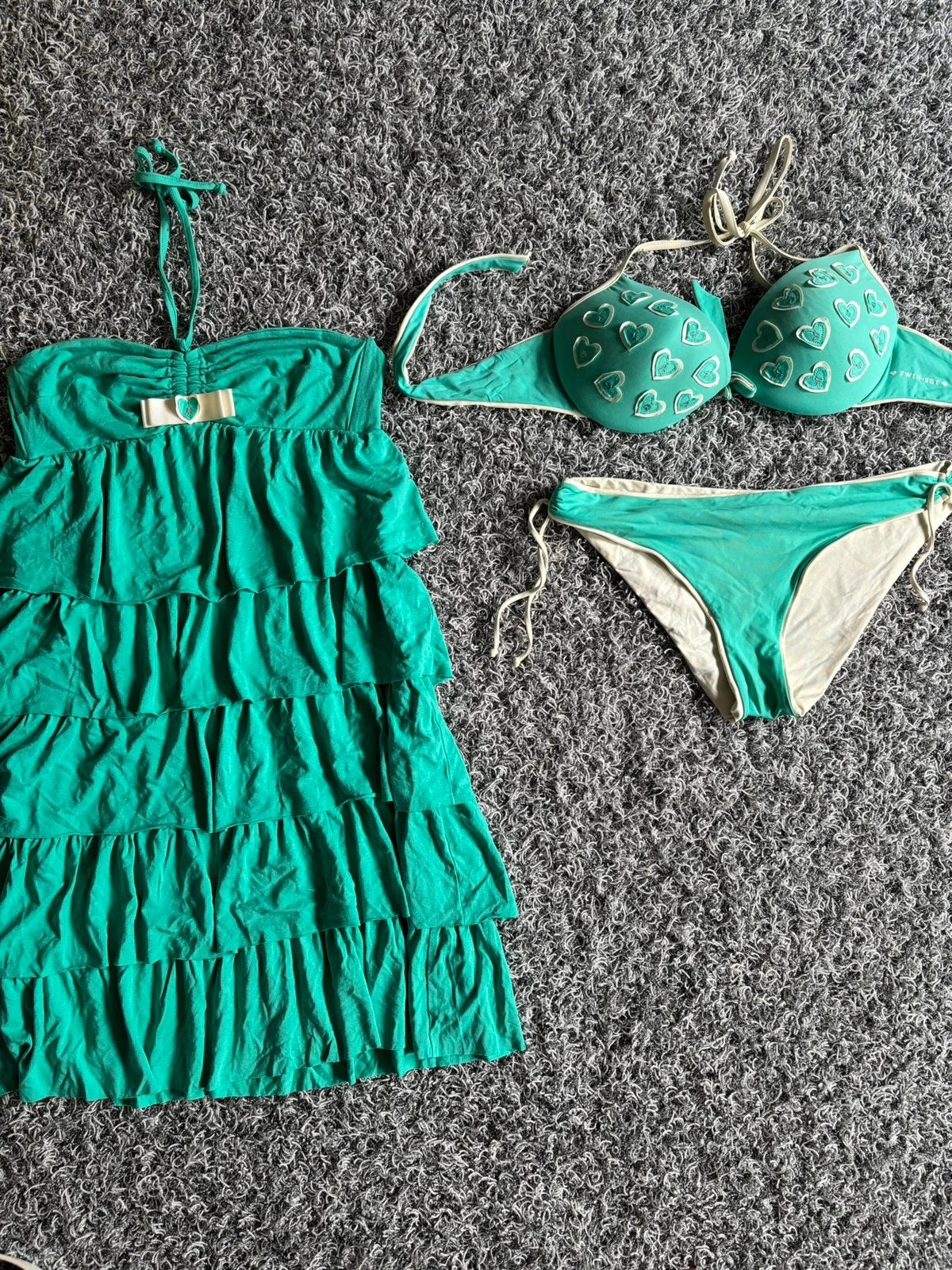 Twinset bikini 85 met bijpassend jurkje m, Ophalen of Verzenden, Zo goed als nieuw, Groen, Bikini