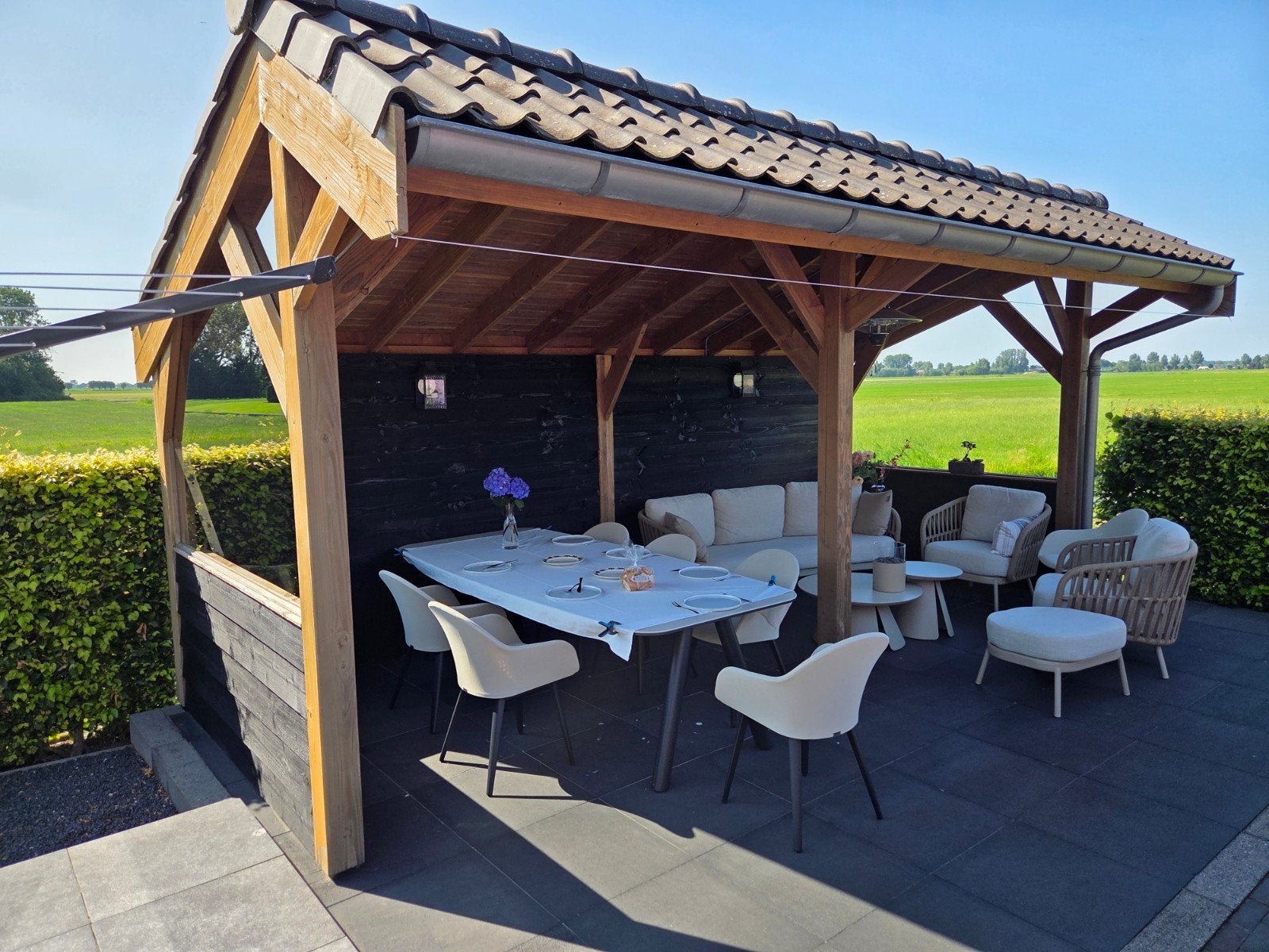 Douglas houten overkapping met pannendak (6x3m), Ophalen, Tuinhuis, 2 ramen, 500 cm of meer