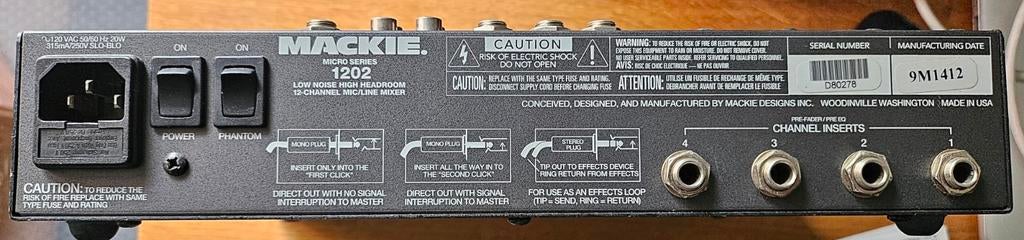 Mackie Micro Series 1202 12-kanaals mixer, Ophalen of Verzenden, Gebruikt, 10 tot 20 kanalen, Microfooningang