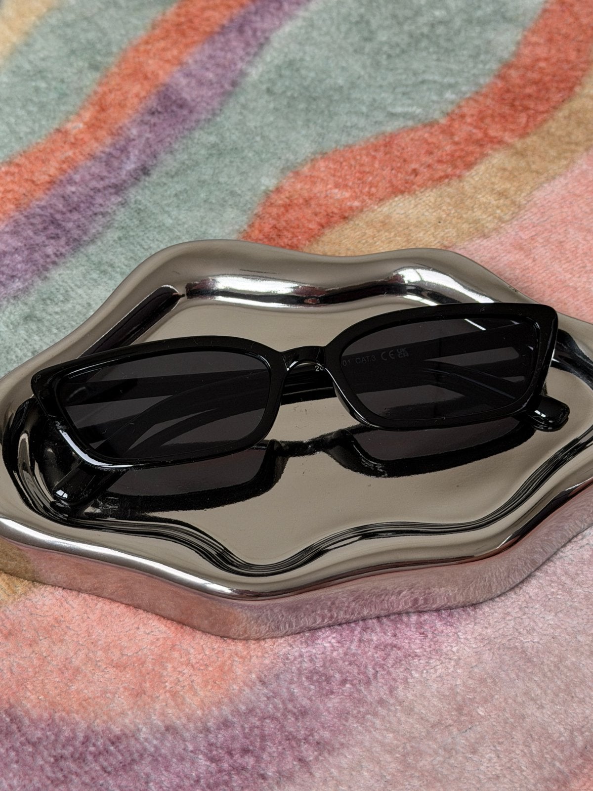Unisex Narrow Rectangular Sunglasses, Overige merken, Zonnebril, Zwart, Ophalen of Verzenden