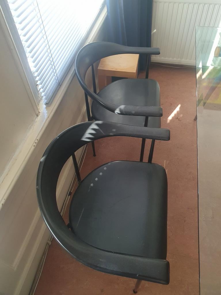Glazen disign tafel 4disign stoelen9, Zo goed als nieuw, Rechthoekig, 50 tot 100 cm, Ophalen of Verzenden
