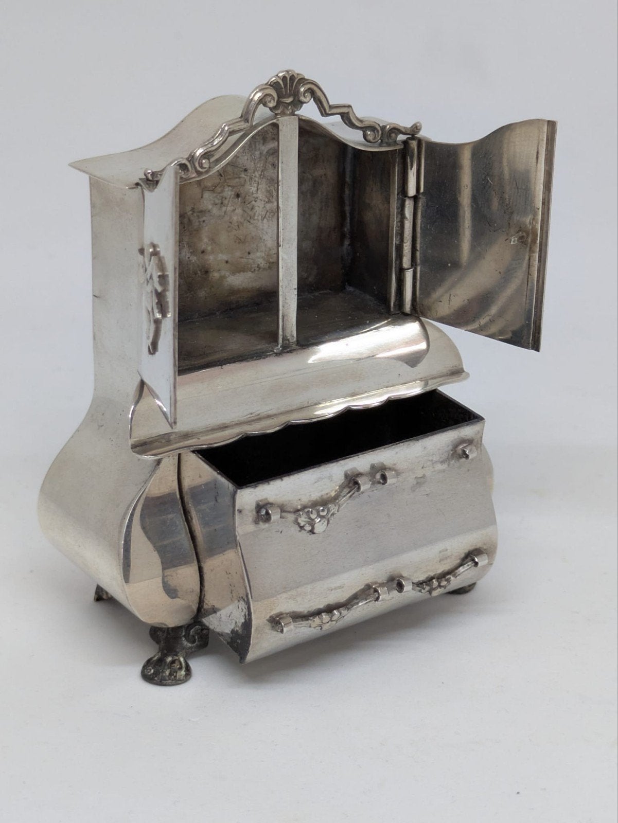 Antieke Zilveren Miniatuur Kast met Engeltjes, Verzenden, Zilver