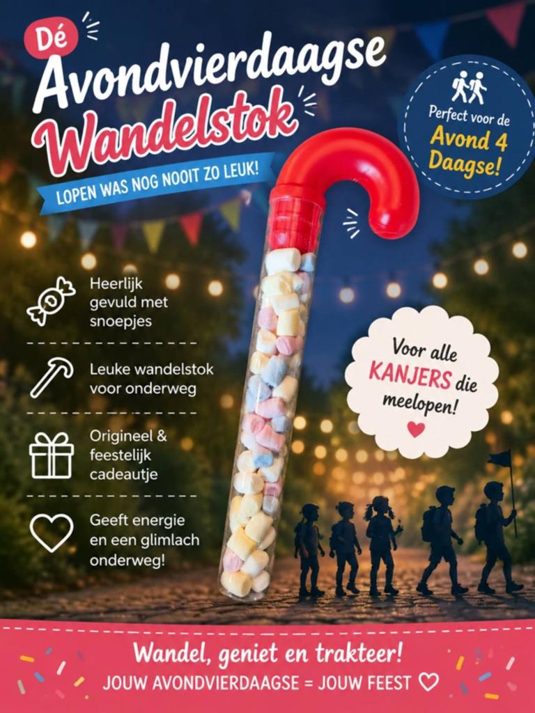 Snoepbuis in de vorm van een wandelstok -minimarsmellows., Ophalen of Verzenden, Nieuw