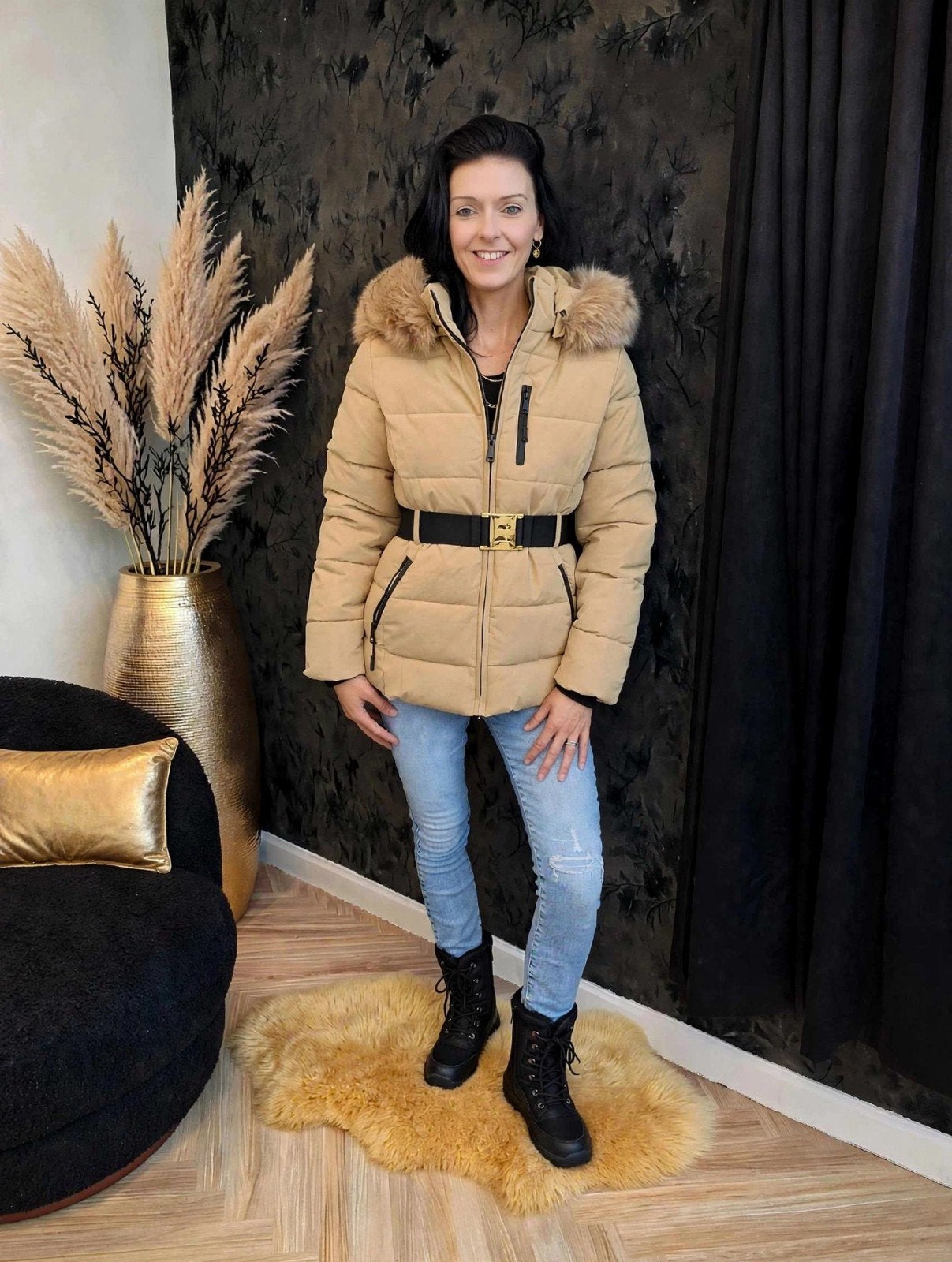 Dames Winterjas Beige - Korte Warme Winterjas - S t/m XXL, Kleding | Dames, Beige, Nieuw, Ophalen of Verzenden, Sk-shop.nl