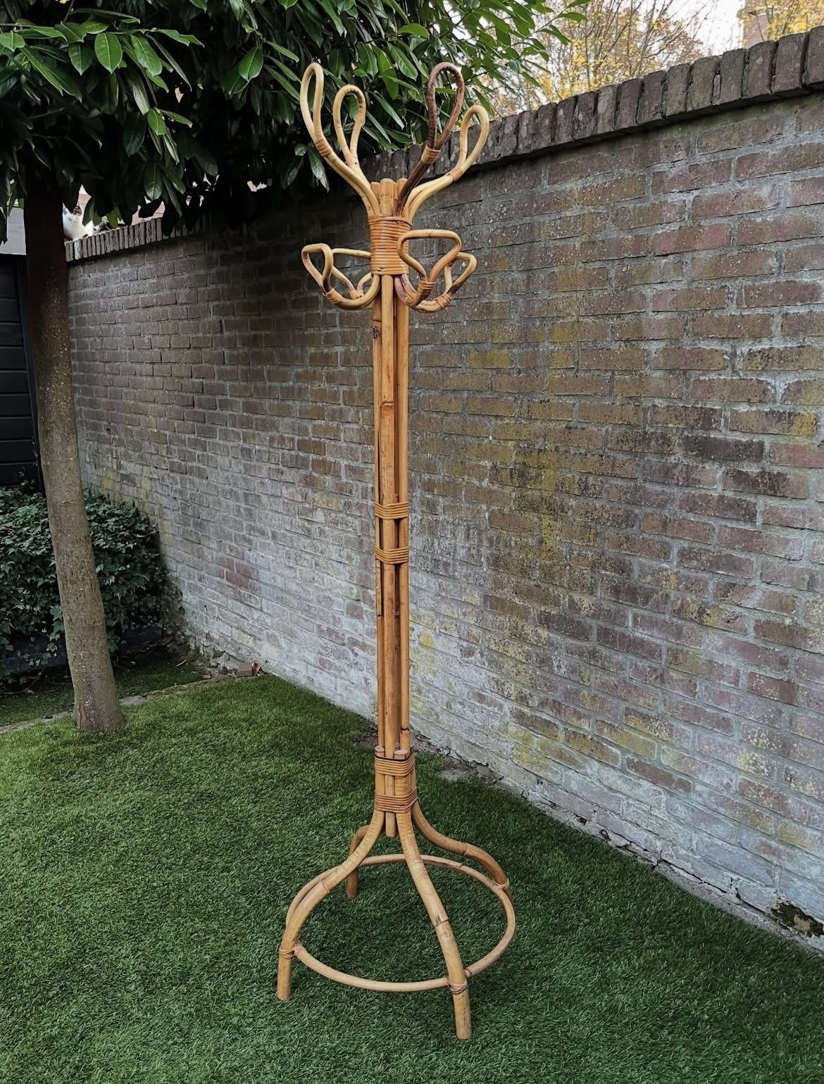Rotan bamboe staande kapstok bohemian vintage, Ophalen