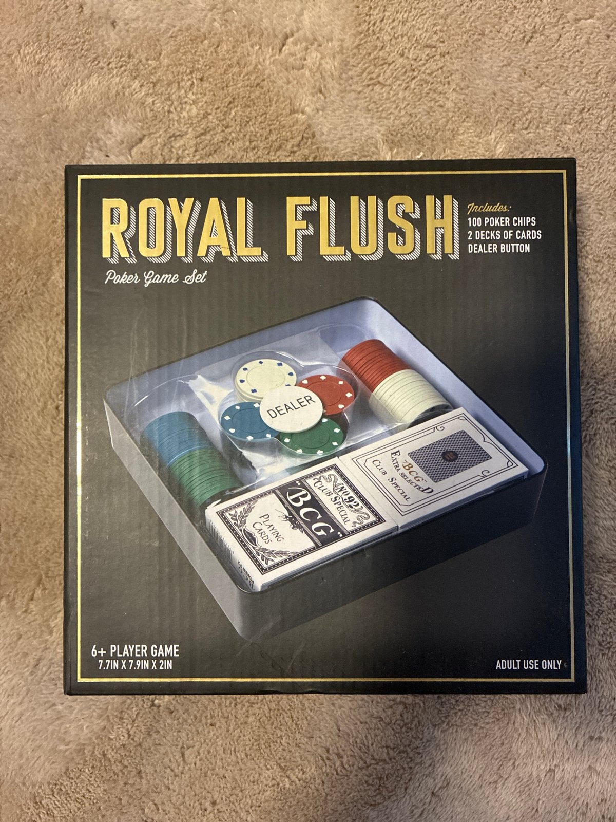 Royal Flush Pokerset - Compleet met Chips en Kaarten, Een of twee spelers, Ophalen of Verzenden, Zo goed als nieuw