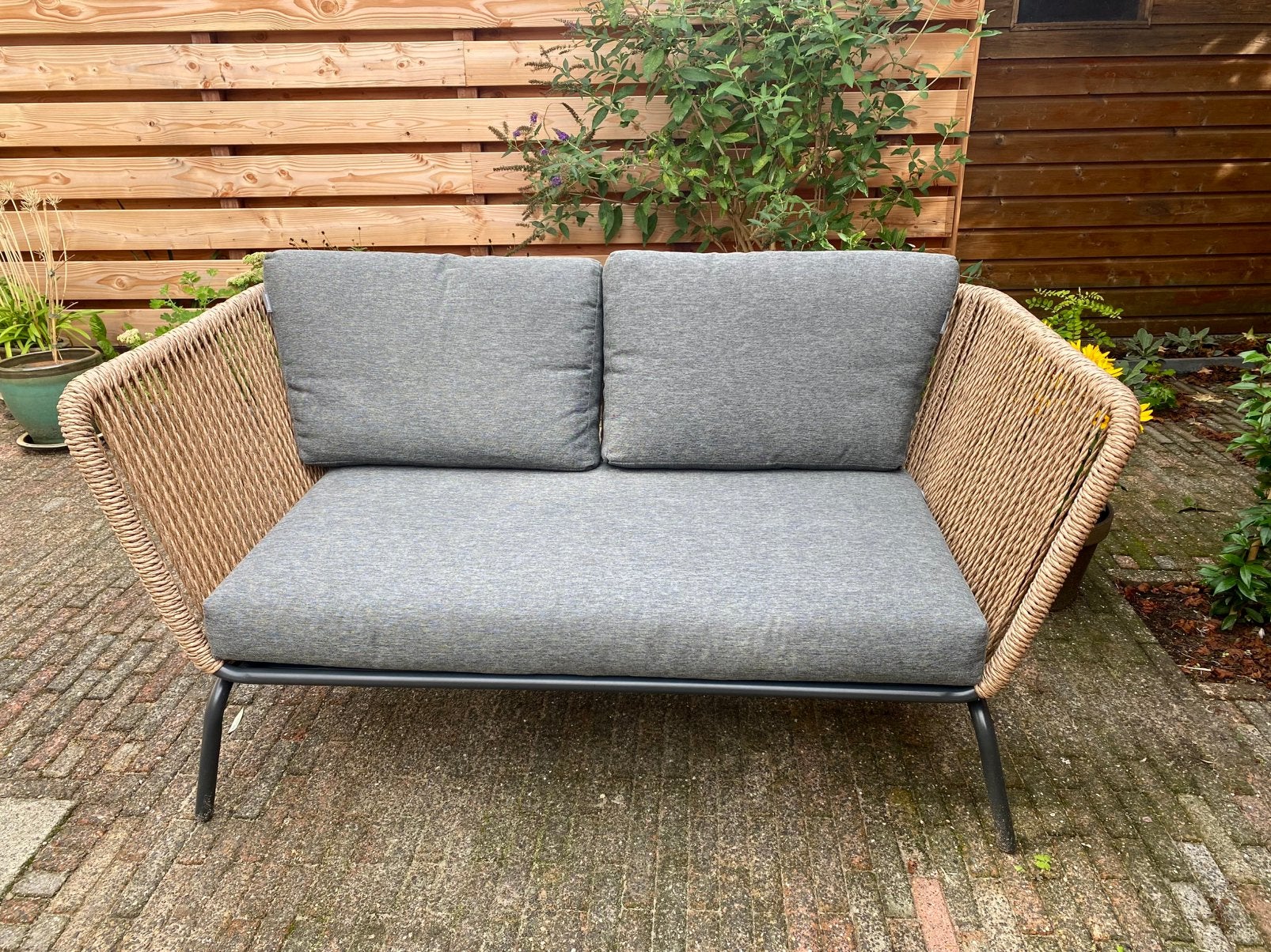 Intratuin 2-zits loungebank Iris naturel, Tuin en Terras, Ophalen, Zo goed als nieuw