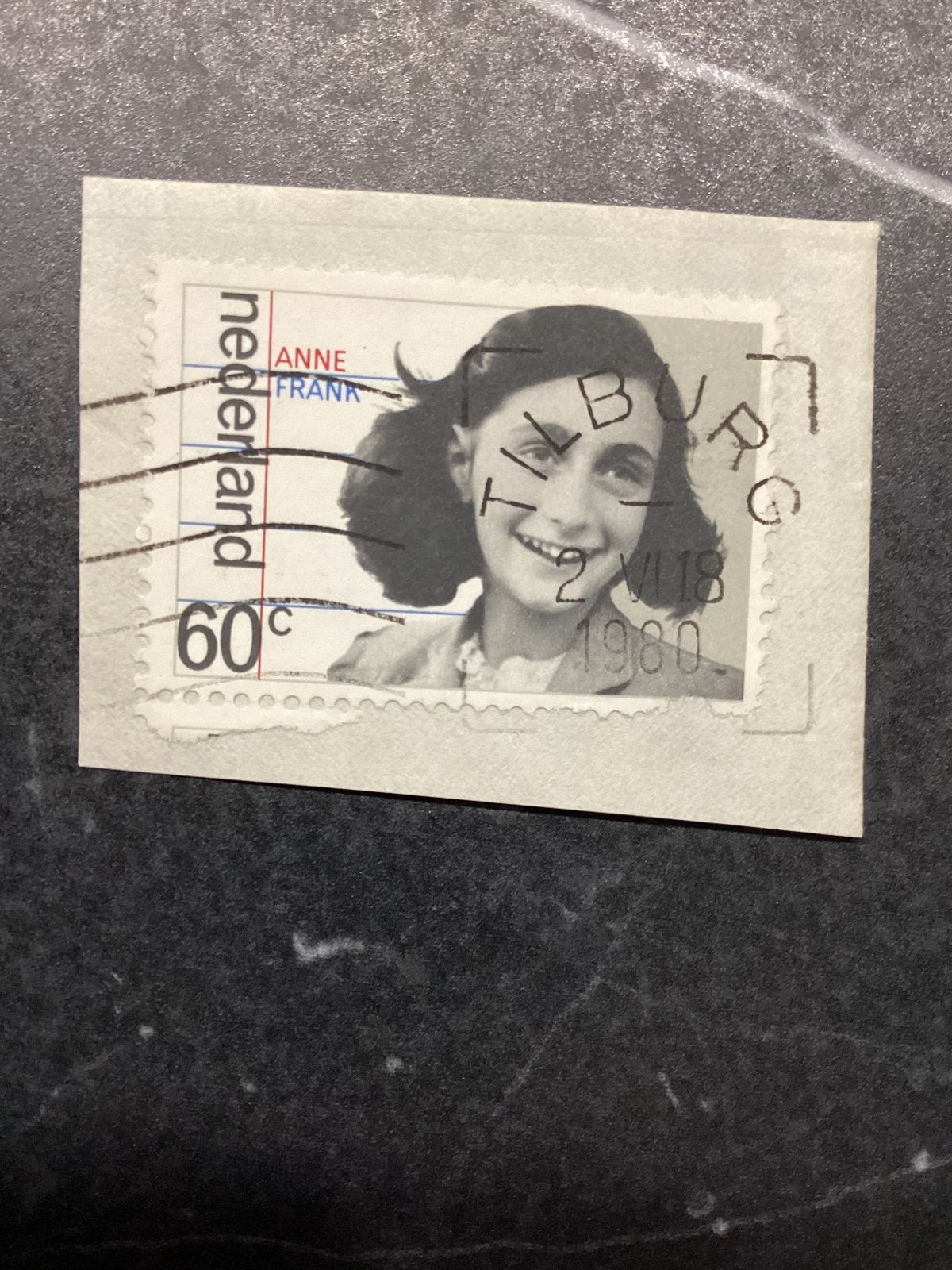 Nederlandse postzegel Anne Frank 60c gestempeld Tilburg, Postzegels en Munten, Ophalen of Verzenden, Na 1940, Gestempeld