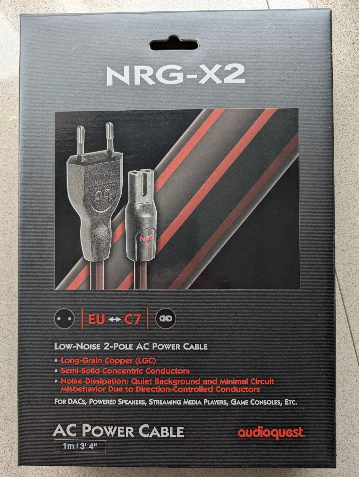 Aidioquest NRG-X2 stroomkabel, Audio, Tv en Foto, Audiokabels en Televisiekabels, Overige kabels, Minder dan 2 meter, Ophalen of Verzenden