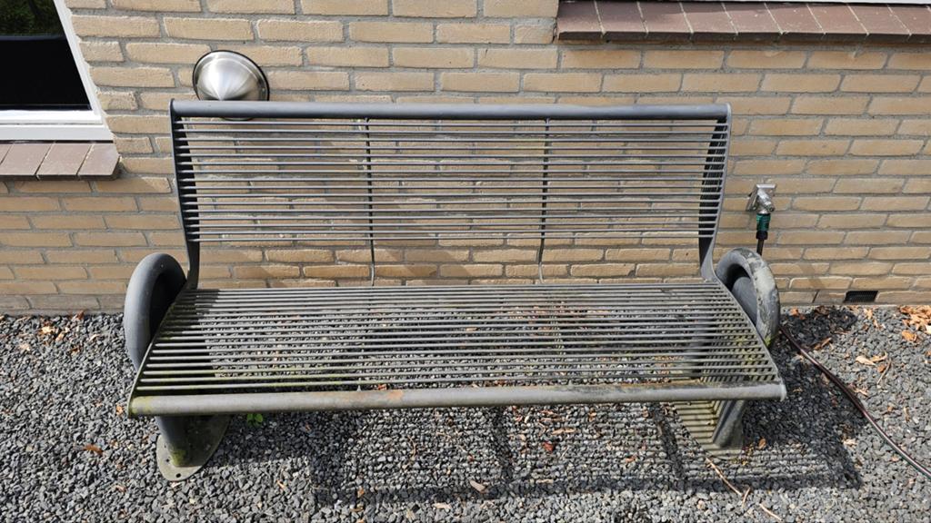 Robuuste gietijzeren tuinbank, Tuin en Terras, Tuinbanken, Ophalen, Gebruikt, Metaal