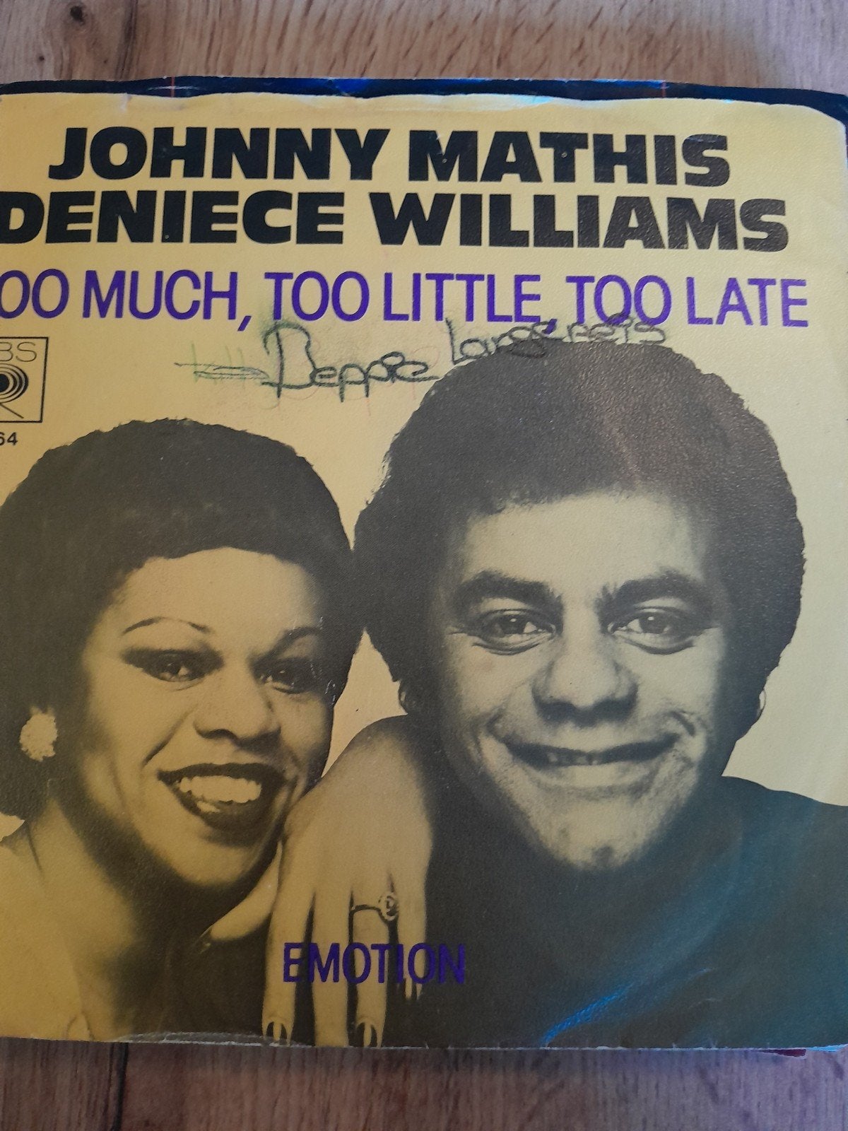 johnny mathis 7inch too much too little too late, Ophalen of Verzenden, Zo goed als nieuw, Pop